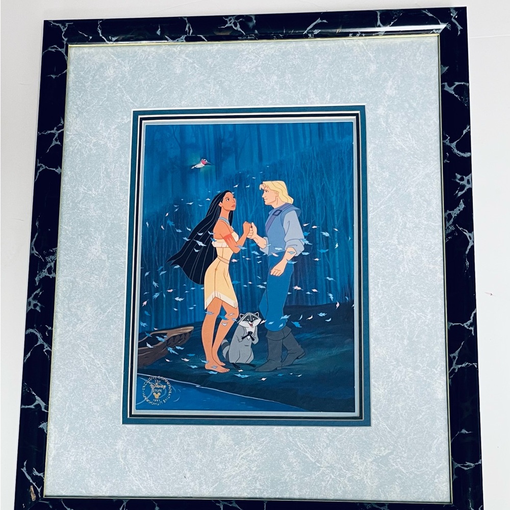 Framed Lithograph Pocahontas and John Smith Art Print 1995.